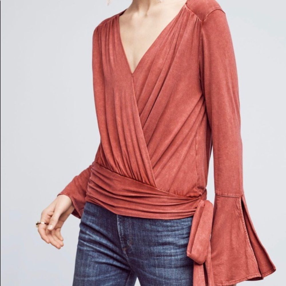 Anthropologie Burgundy Wrapped Pullover M - Picture 3 of 8
